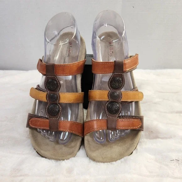 Taos Ramy Willow Leather Sandals Womens 8 EU 39 Brown Red Casual Slide Shoe - Picture 13 of 14